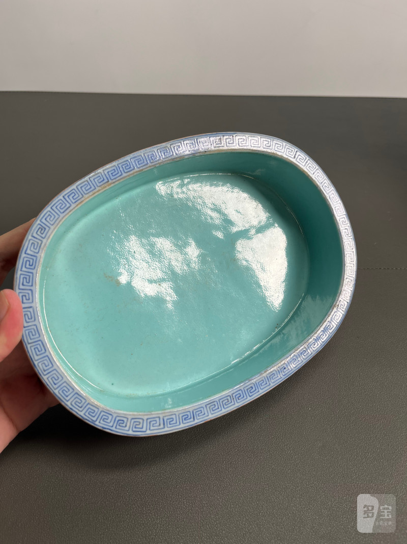 晚清 - 民国  珊瑚红地粉彩花卉纹水仙盆 - 图4